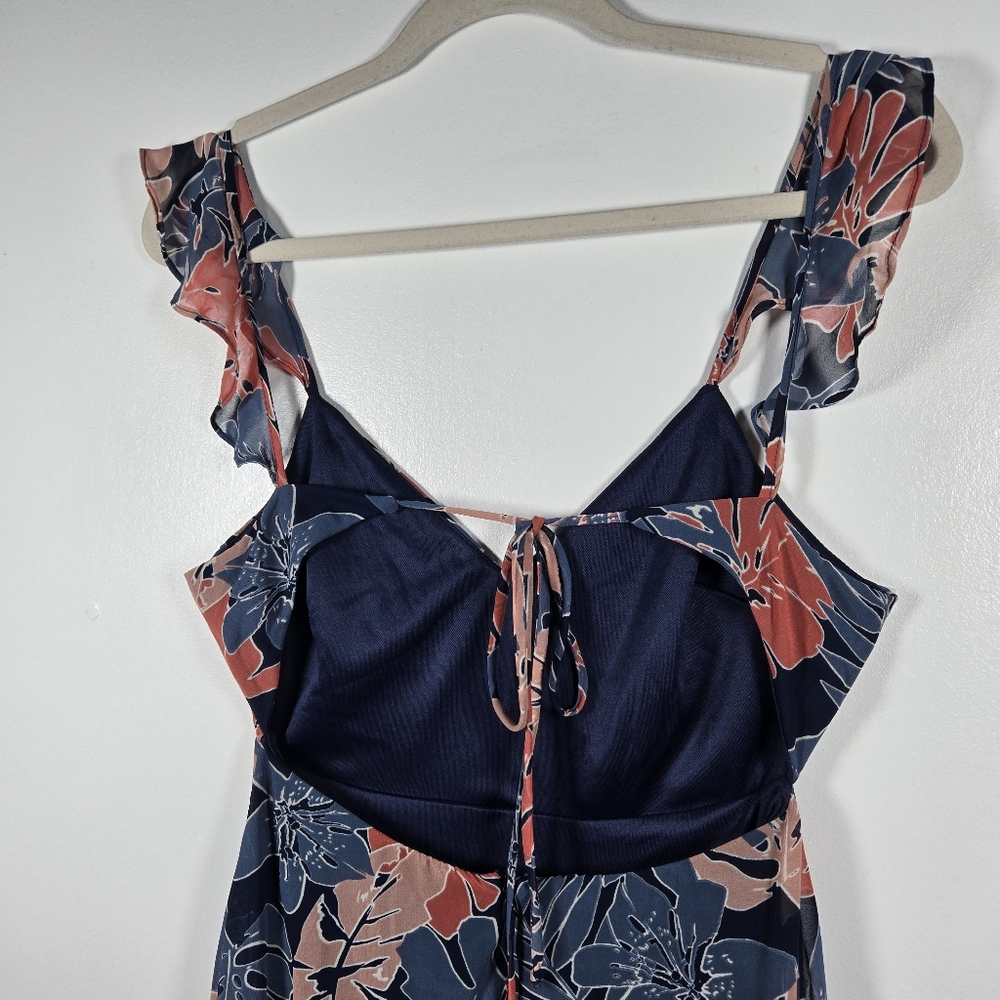 Lulus Fragrant Blooms Navy Blue Pink Tropical Floral Print Maxi Dress Size Small - Picture 10 of 16